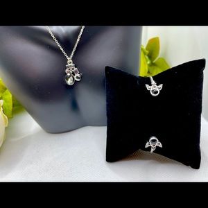 Silver necklace with earrings bracelet set